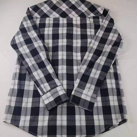 Coastal Shirt Men's Medium Plaid Button Front Long Sleeve Collared Blue White - Picture 2 of 5